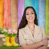 Aperturee - Colorful Wood Floral Garden Shoval Photography Backdrop